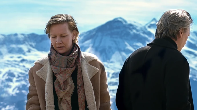 Sandra Hüller as Sandra Voyter and Swann Arlaud as Vincent Renzi in a still from "Anatomy Of A Fall."
