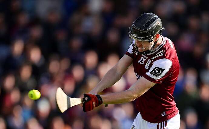 Galway’s Jason Rabbitte scores a goal against Kilkenny in Pearse Stadium on April 18th. Photograph: Leah Scholes/Inpho