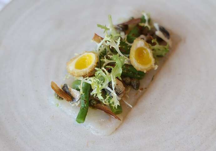 Langoustine carpaccio, Niçoise salad and crispy quail egg from Mamó. Photograph: Bryan O'Brien/The Irish Times