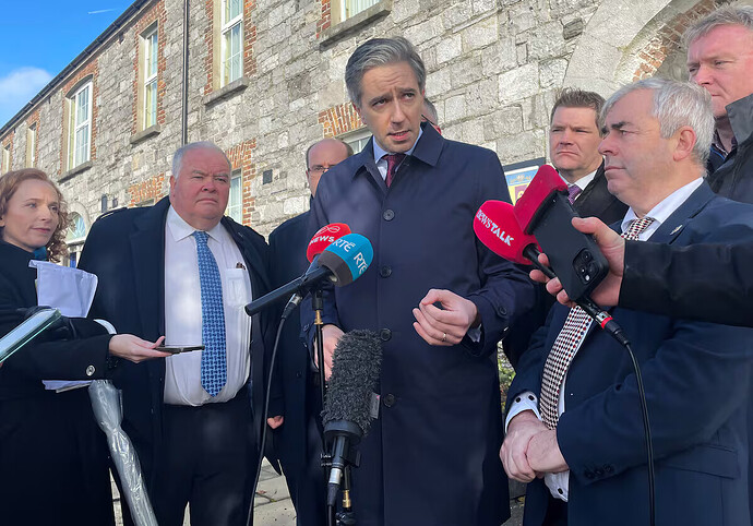 Tánaiste Simon Harris at Custume Barracks in Athlone, where he commented that Ireland's migration numbers are too high. Photograph: PA
