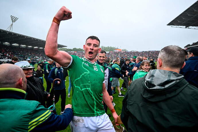 Limerick’s Gearóid Hegarty celebrates after the Munster SHC final t SuperValu Páirc Uí Chaoimh