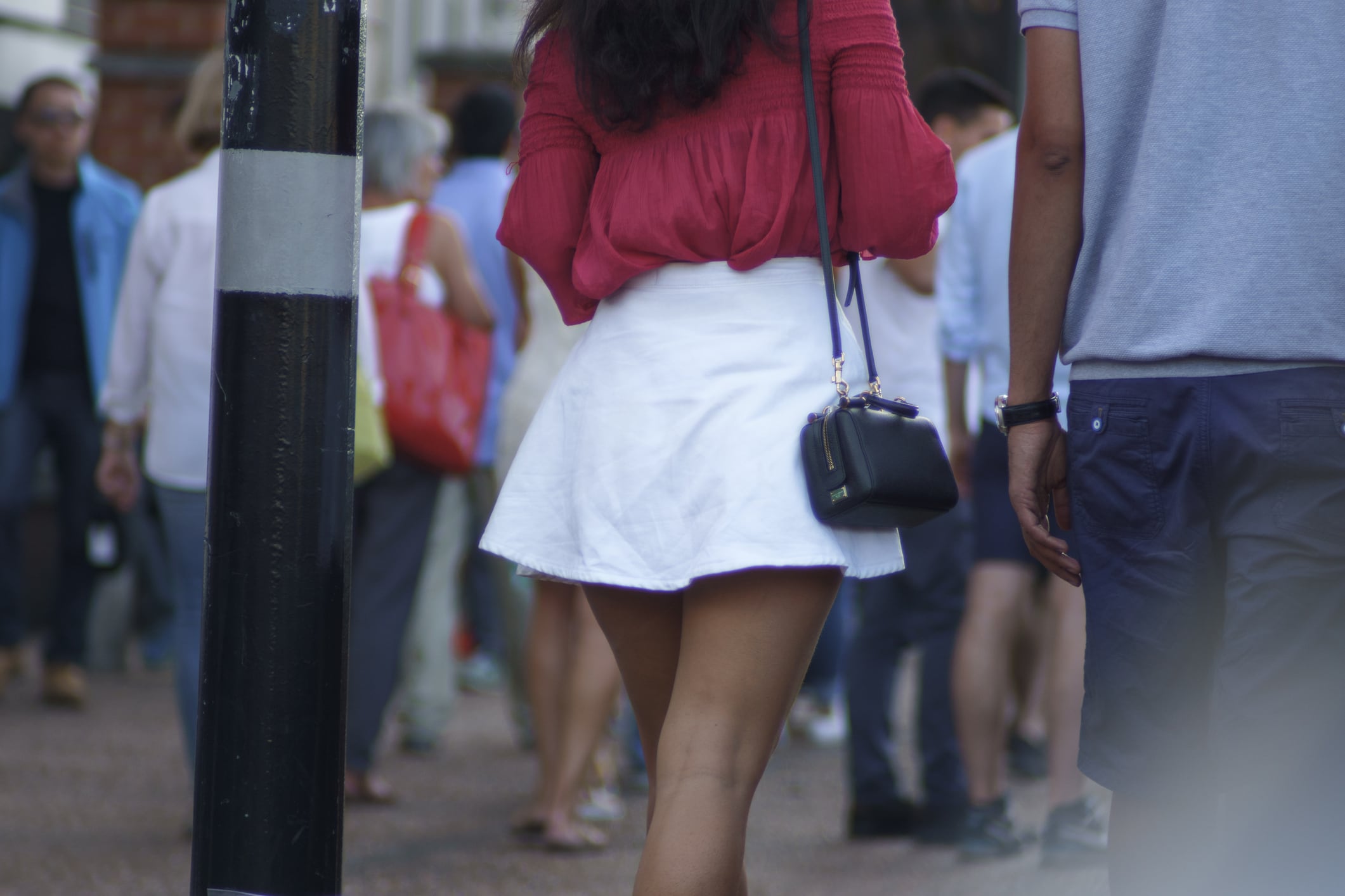 ‘You need to pull it down, your whole bottom is on show,’ the woman said. ‘It’s a disgrace’