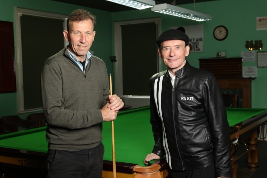 Mike Atherton and Jimmy White at a snooker club.